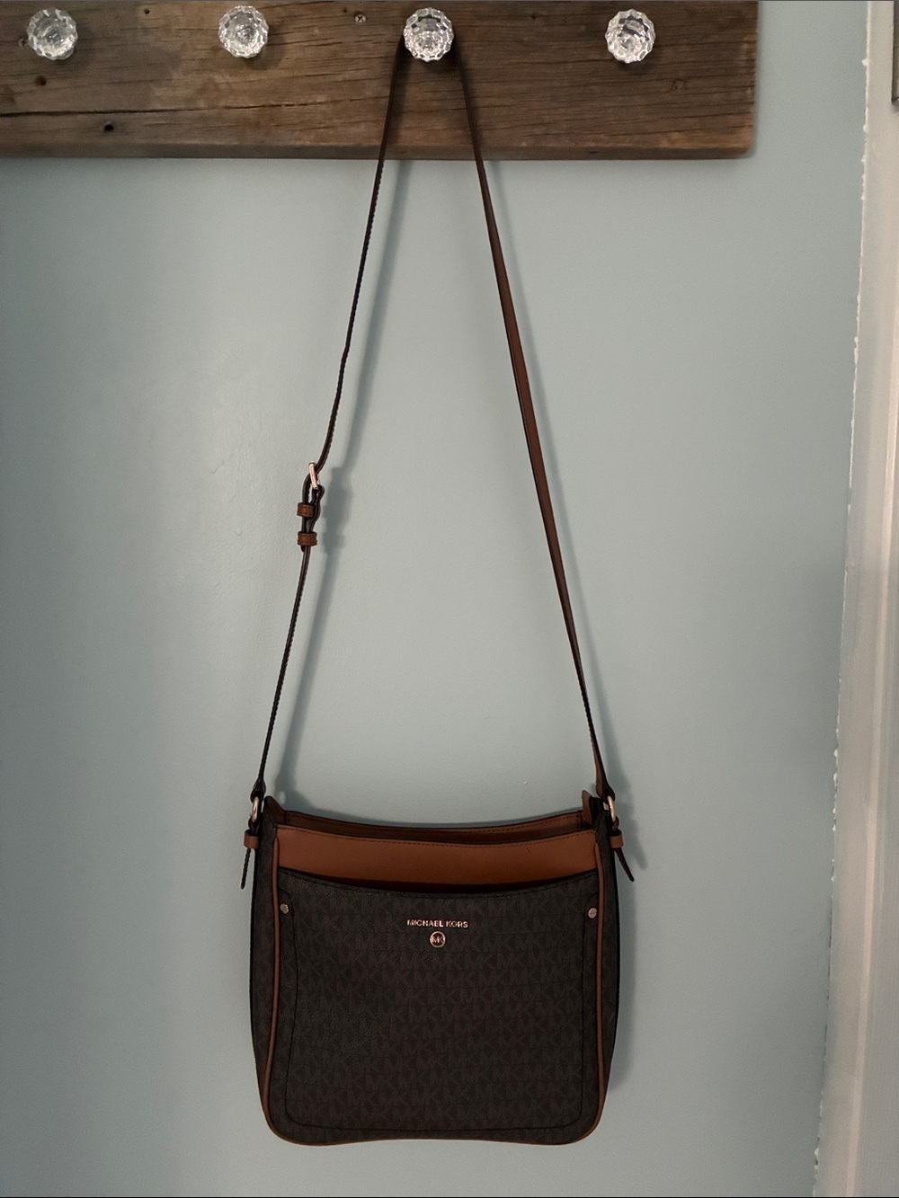 Michael Kors Brown Signature crossbody Bag with Brown Trim